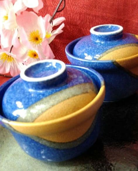 ⬛多目的コバルトブルー青御影風 蓋付皿⬛ウェーブ・黒備前茶刷毛三角皿⬛３組６皿