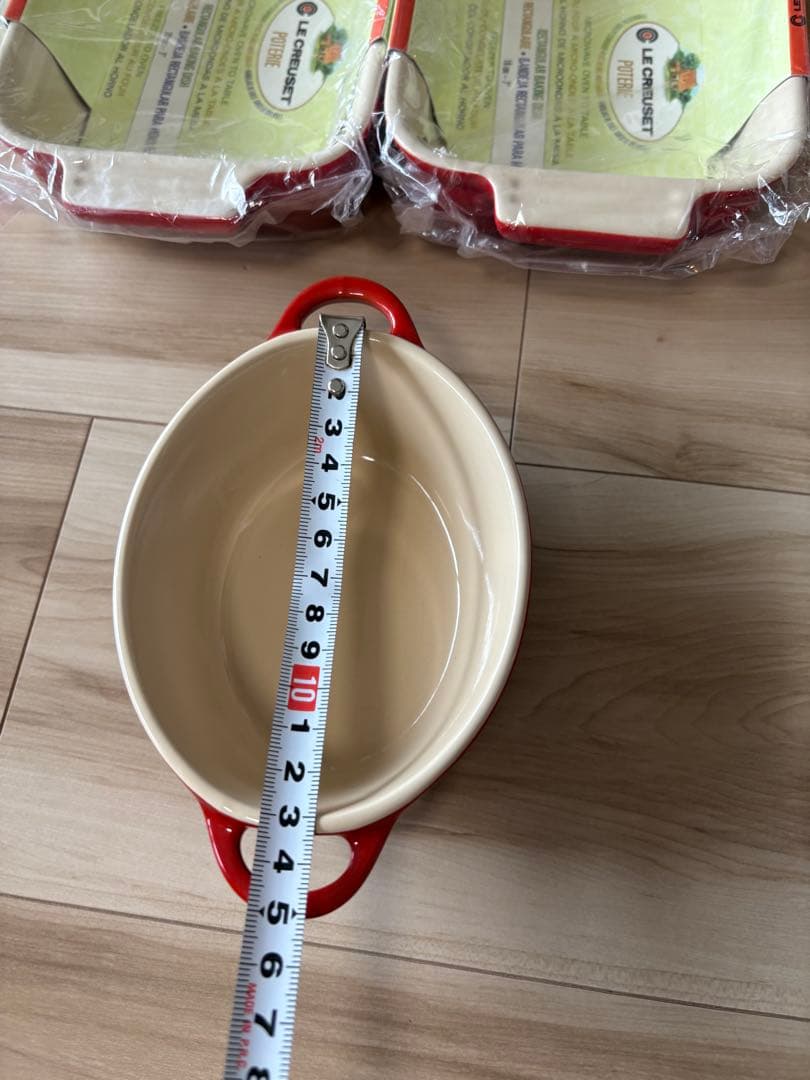 新品★ル・クルーゼ レッド 食器4点セット（グラタン皿・ラムカン・ココット）