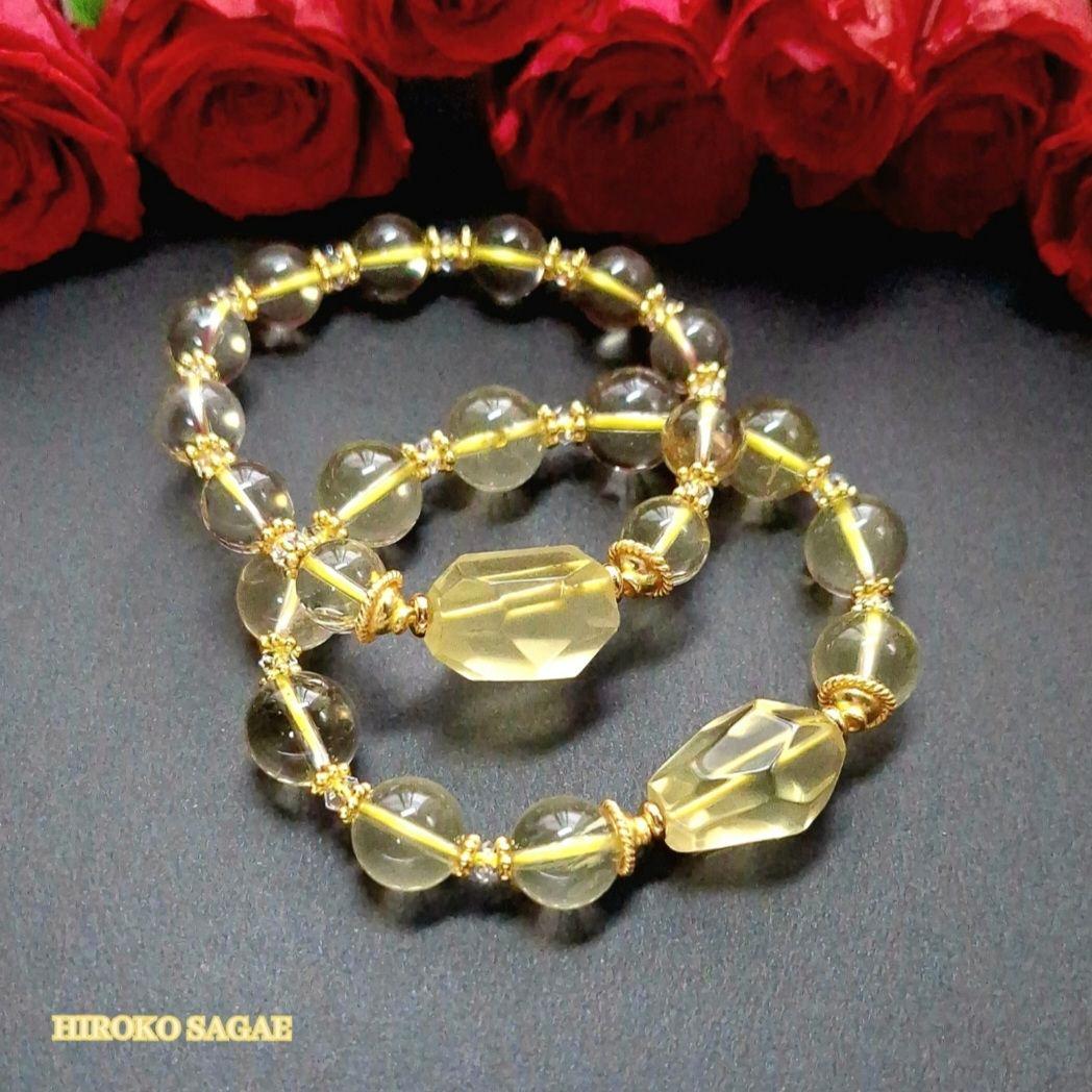 スター レモンクォーツ & 高品質 大粒 レモンクォーツ ブレスレット No.1