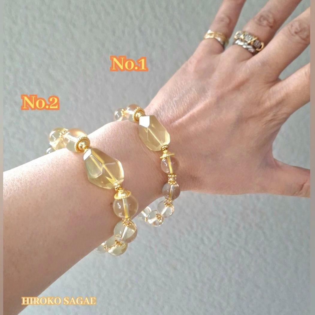 スター レモンクォーツ & 高品質 大粒 レモンクォーツ ブレスレット No.1