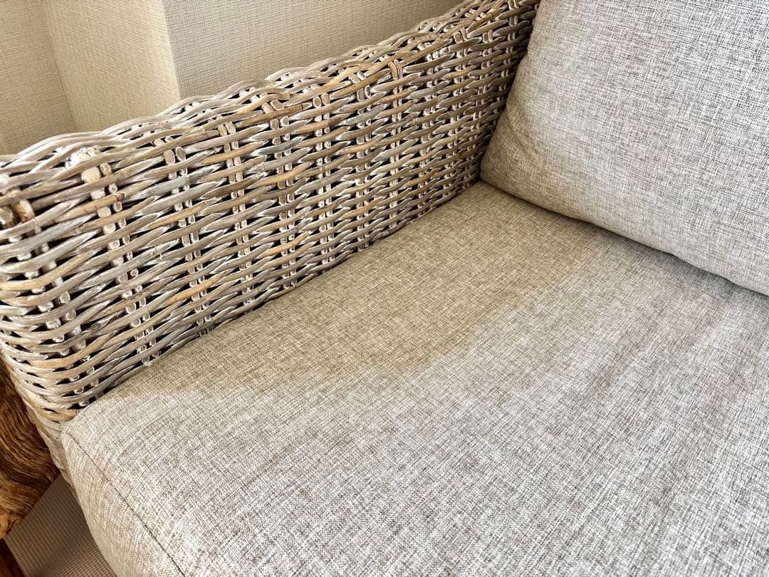 【替えカバー未使用】KAJA カジャ ラメール ラタンソファ 3人掛け