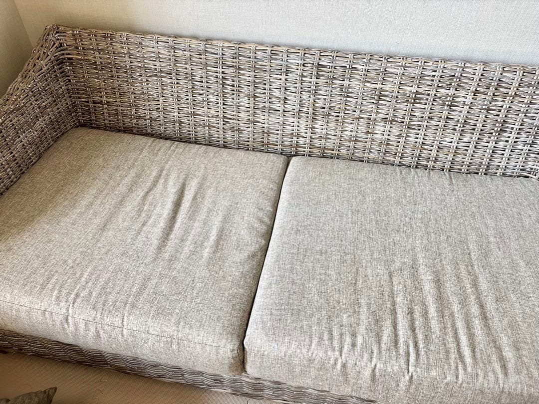 【替えカバー未使用】KAJA カジャ ラメール ラタンソファ 3人掛け