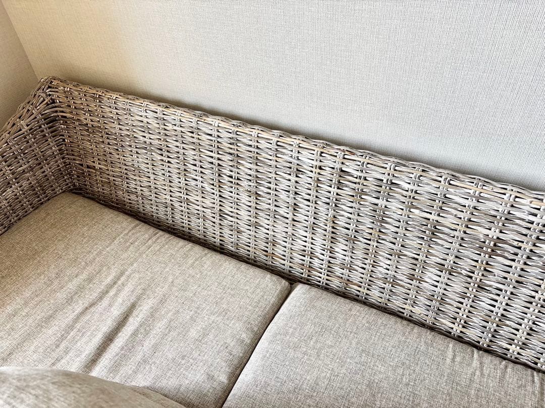 【替えカバー未使用】KAJA カジャ ラメール ラタンソファ 3人掛け