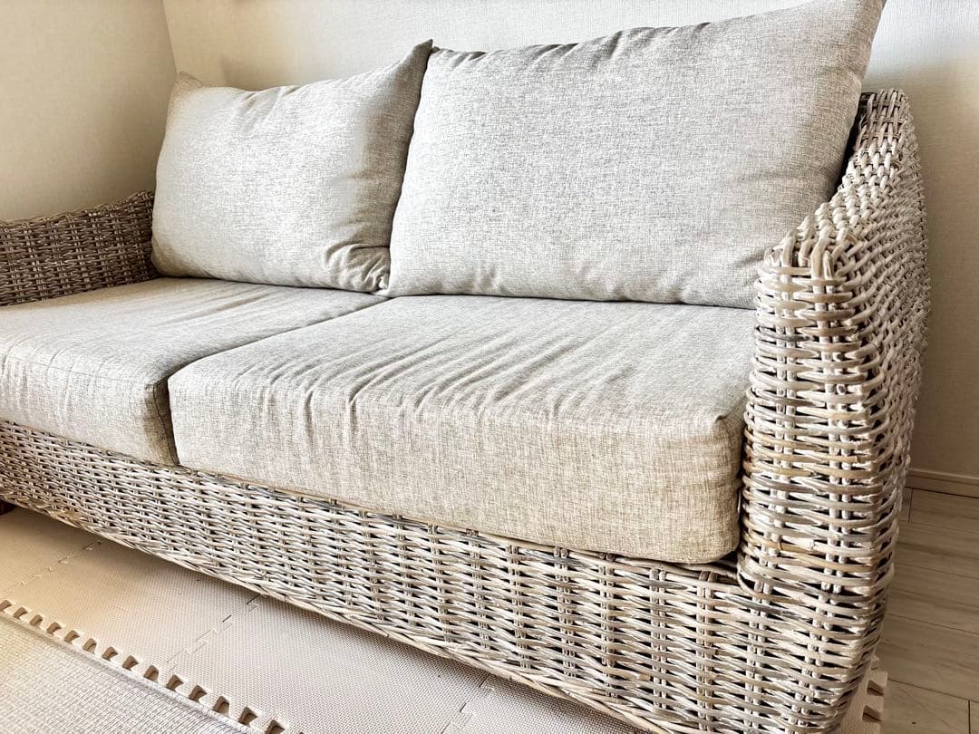 【替えカバー未使用】KAJA カジャ ラメール ラタンソファ 3人掛け