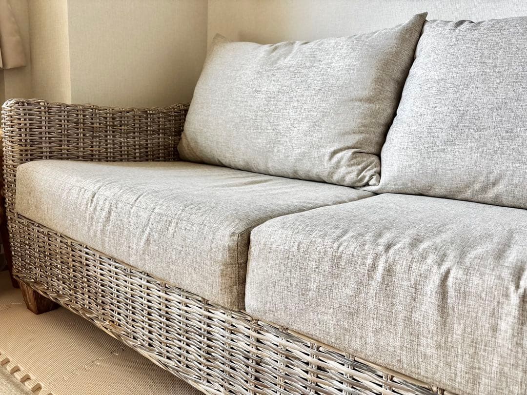 【替えカバー未使用】KAJA カジャ ラメール ラタンソファ 3人掛け