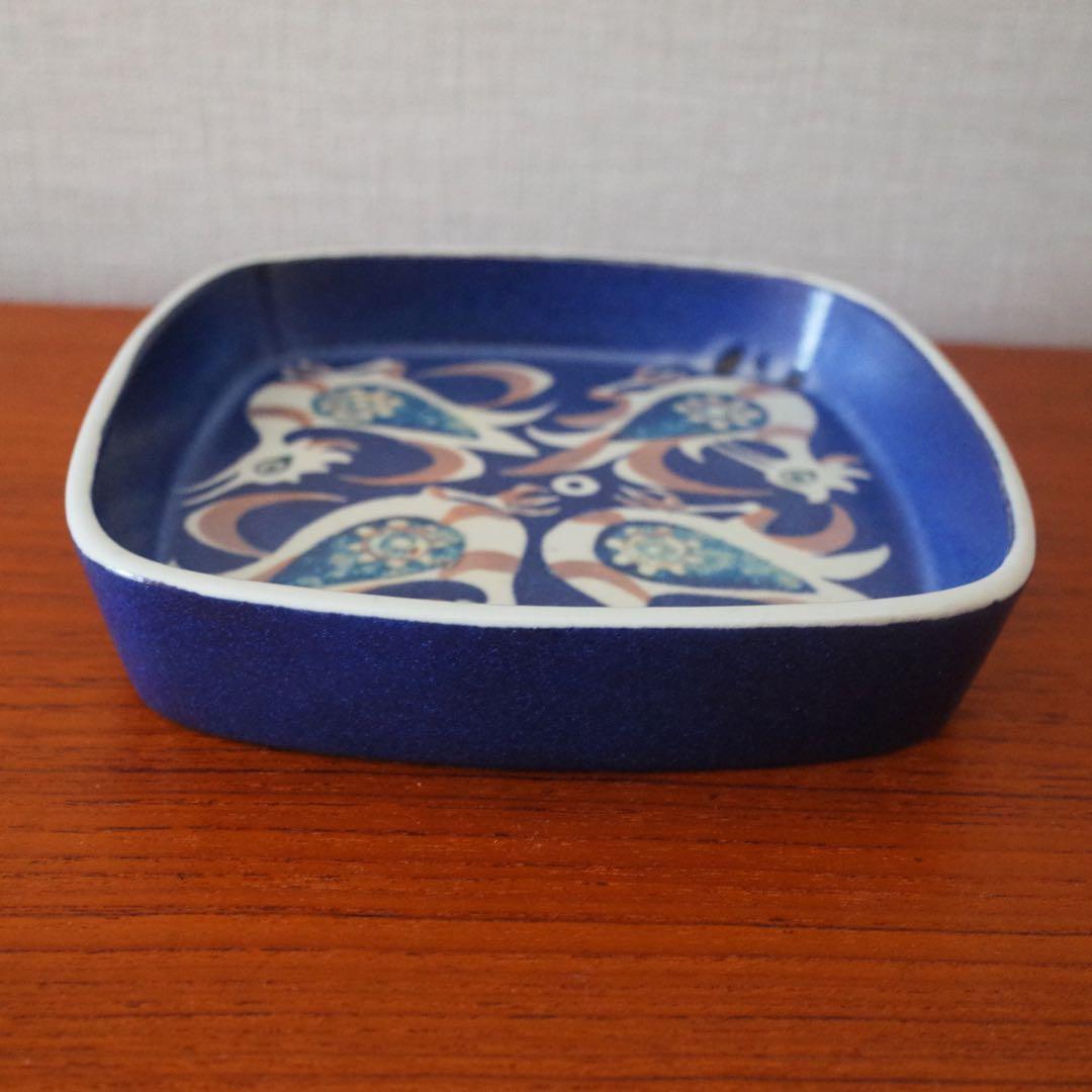 ロイヤルコペンハーゲン／角皿／鳥／ブルーバード／北欧ヴィンテージ食器／デンマーク