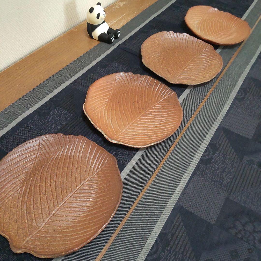 葉 皿 4枚 備前焼 E