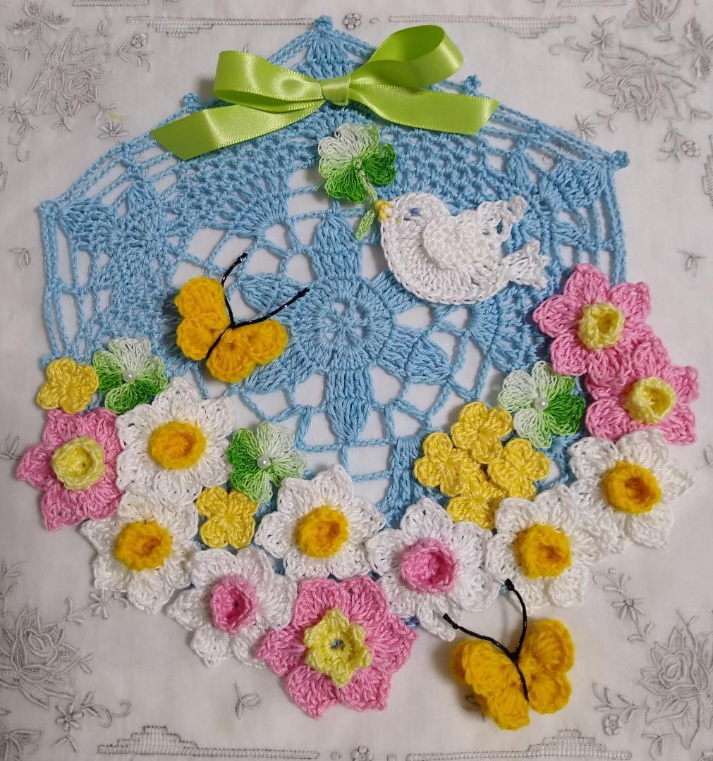 ふく福さんയꕤ ドイリー ２種ꕤയ　ハンドメイド　レース編み
