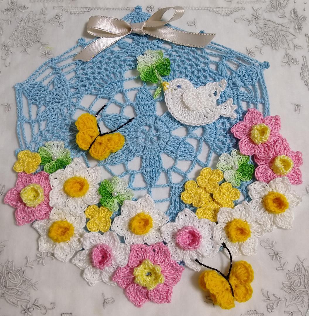 ふく福さんയꕤ ドイリー ２種ꕤയ　ハンドメイド　レース編み