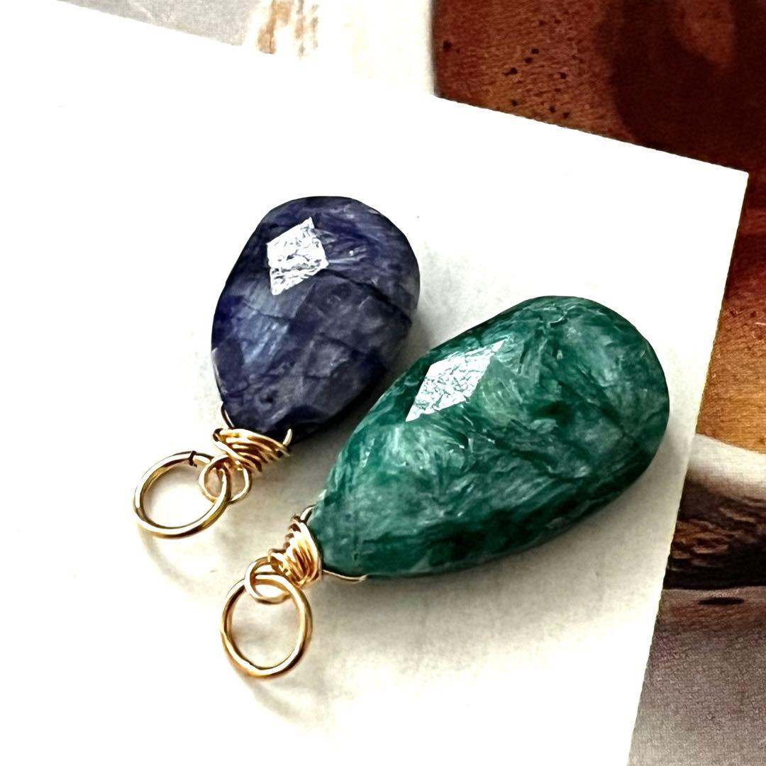 1点作品☺︎ 大粒サファイア14kgfネックレストップ