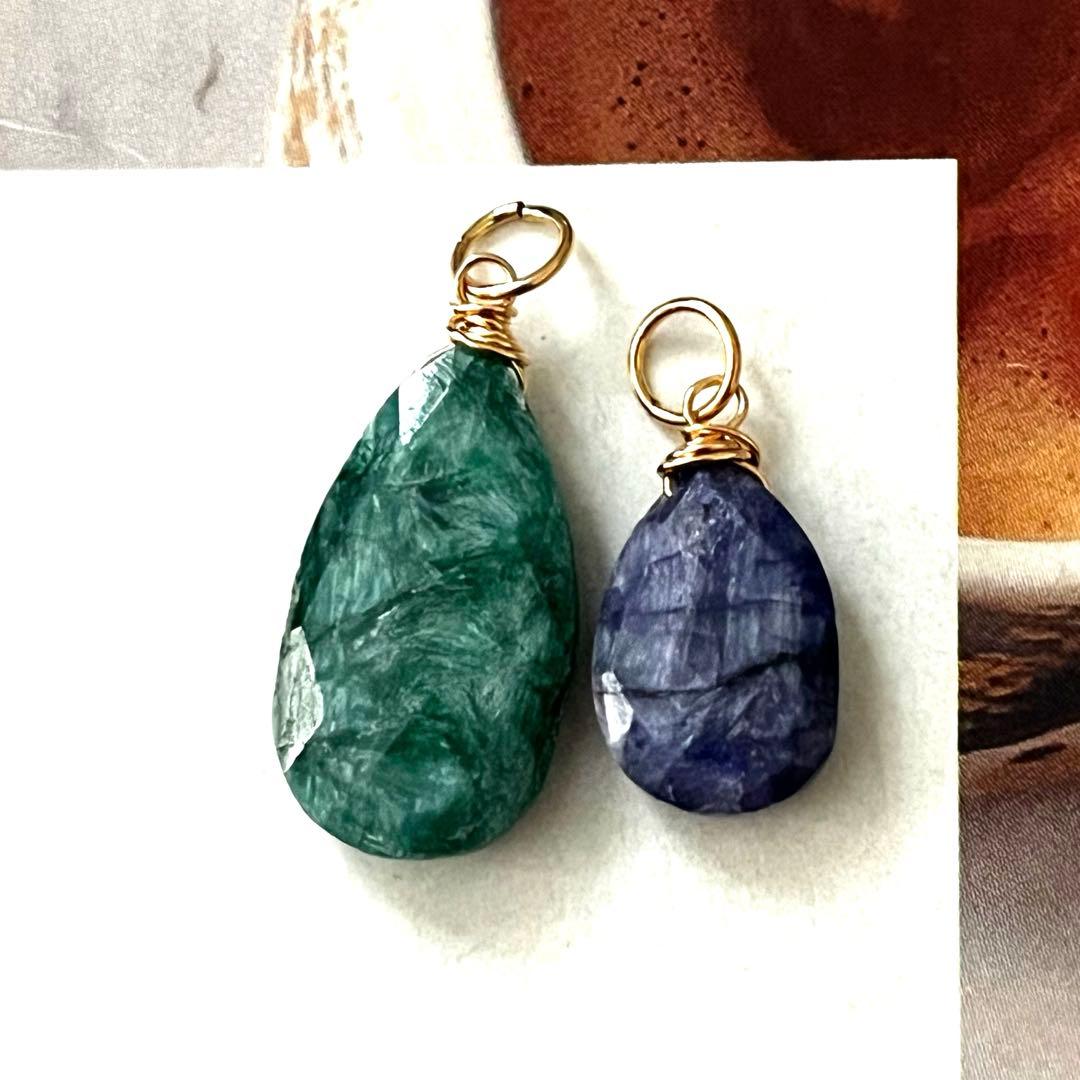 1点作品☺︎ 大粒サファイア14kgfネックレストップ