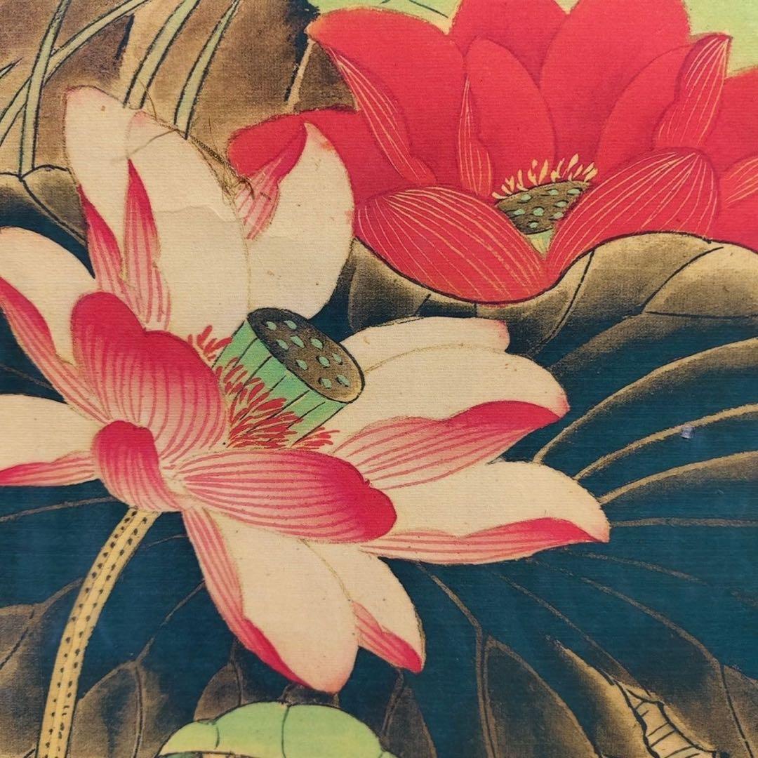 中国掛軸 唐寅 荷花鴛鴦図 四尺中堂 掛け軸 中国画 花鳥画 インテリア