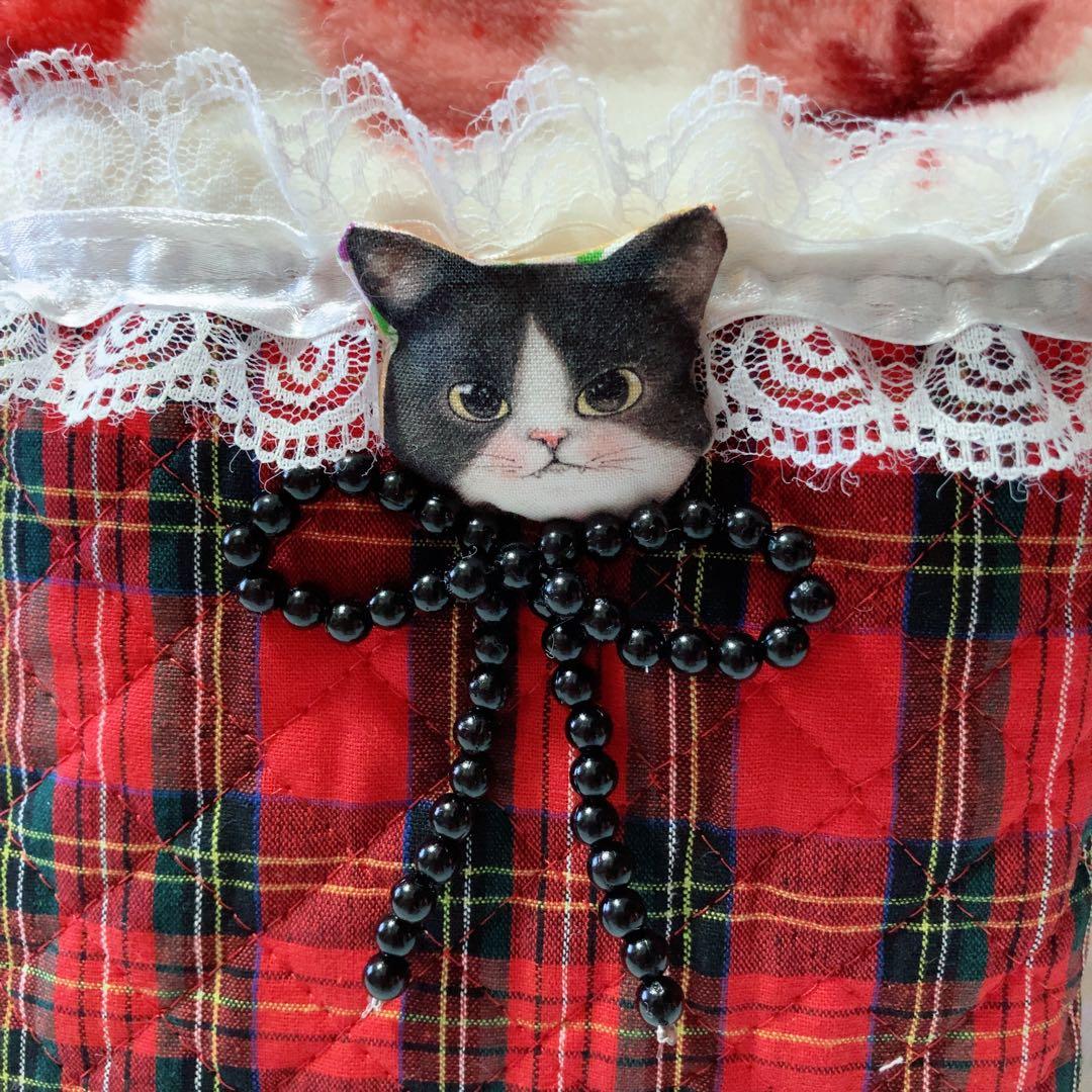 ゆきそら　黒猫ちゃんふわふわサコシュ　コヤンイサムチョン　ふわモコいちご