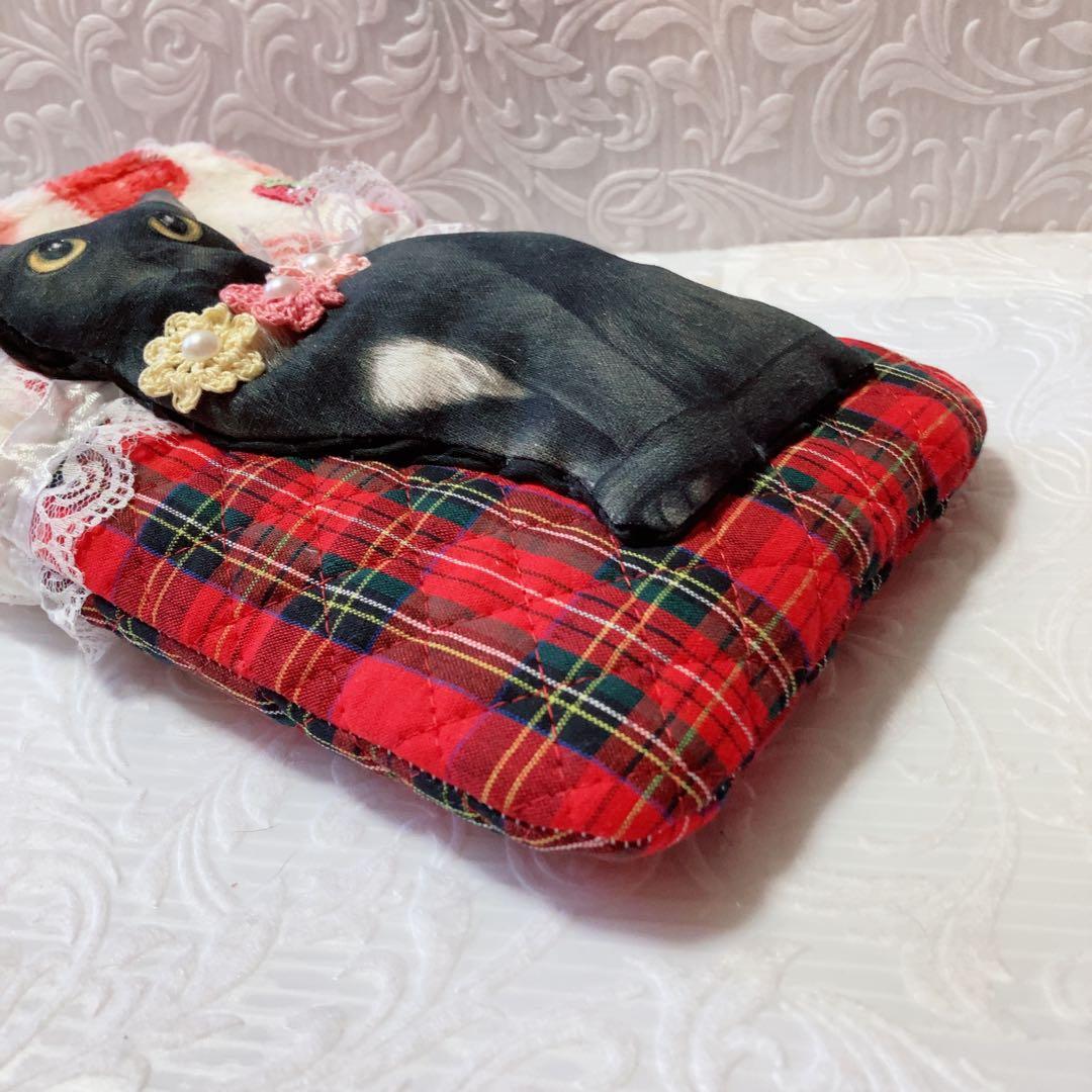 ゆきそら　黒猫ちゃんふわふわサコシュ　コヤンイサムチョン　ふわモコいちご