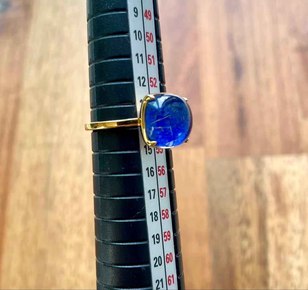 ラピスラズリ×ルチルクォーツのタブレットストーンリング