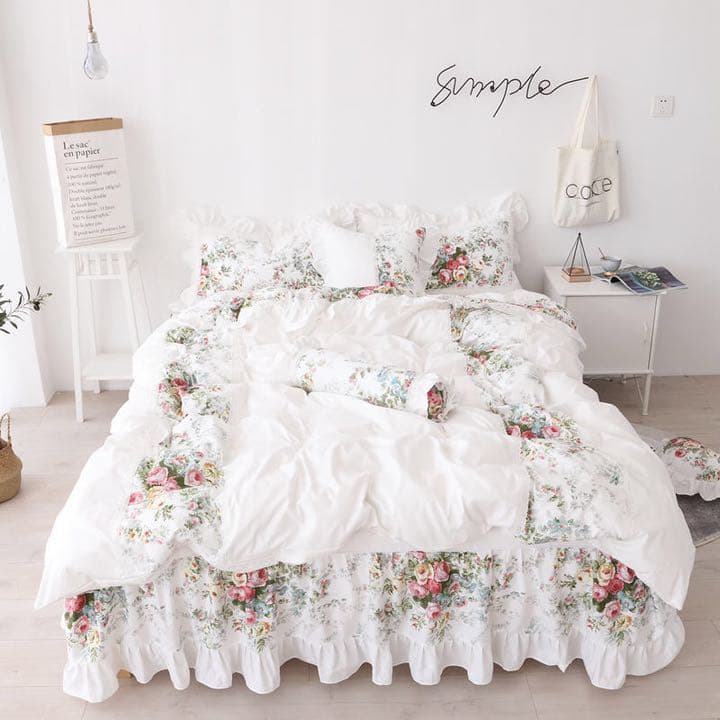 寝具 シングル3点セット ダブル4点セット 布団カバー3点セット 花柄 綿 北欧