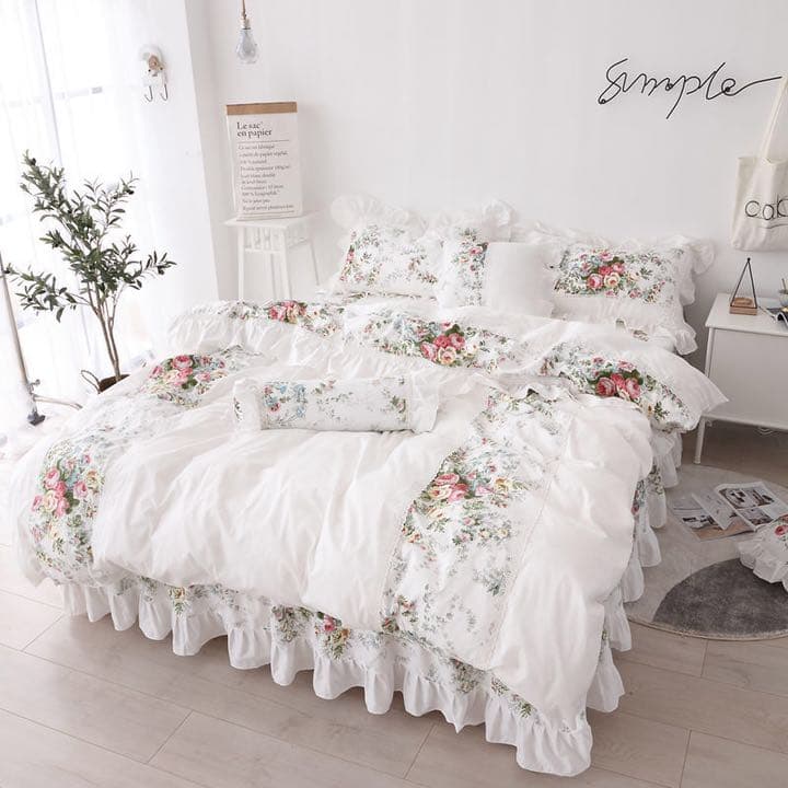 寝具 シングル3点セット ダブル4点セット 布団カバー3点セット 花柄 綿 北欧