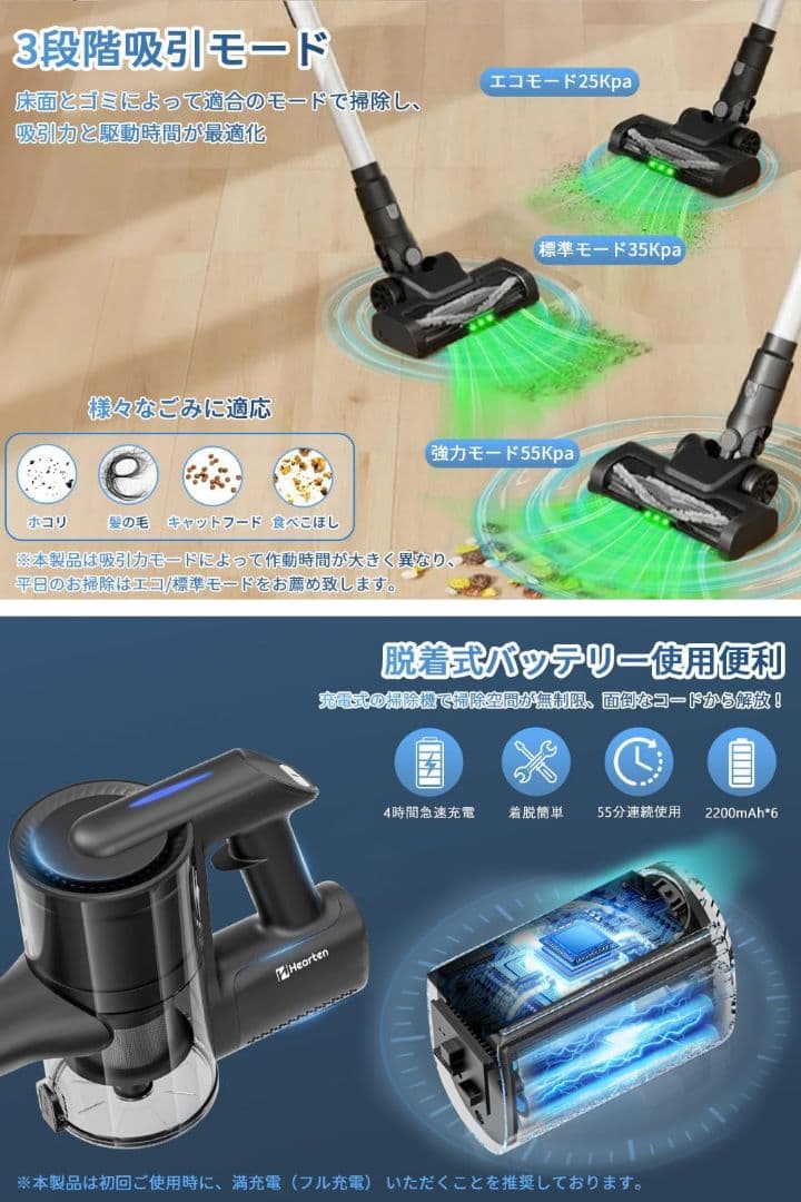 新品✨️　コードレス掃除機 超強力吸引 自立式設計 LEDライト付