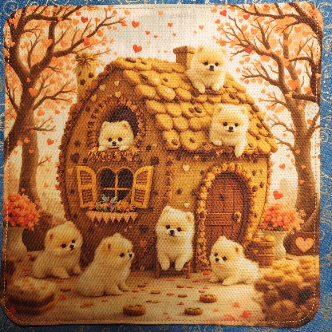 yourelia 　4重ハンカチ　ポメラニアンちゃん柄　19枚