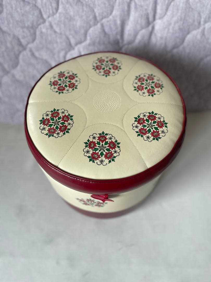 ヤング・バンビー 昭和レトロポップ 花柄 小物収納ケース付き スツール 化粧椅子