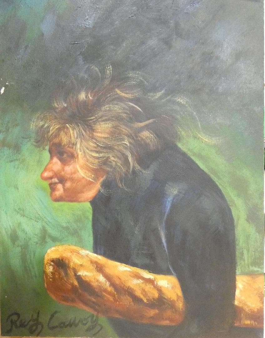 絵画 油彩 鴨居玲「パン」 サイン 額装済み　 肉筆手描き　F6