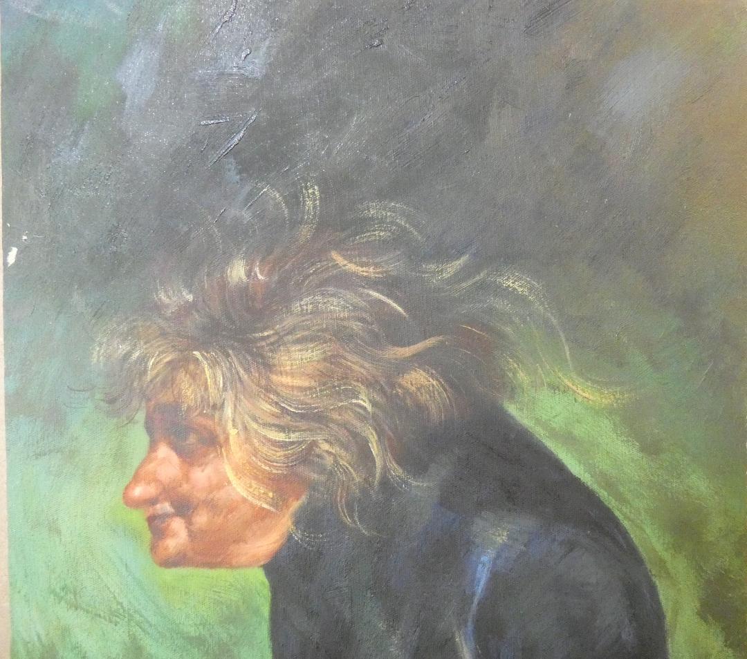 絵画 油彩 鴨居玲「パン」 サイン 額装済み　 肉筆手描き　F6