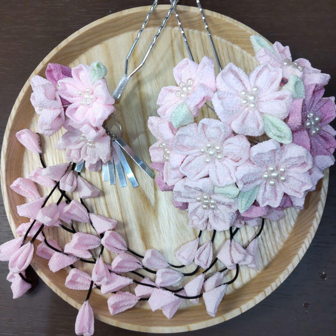 美品 二股簪桜 15枚ビラ、さがり付き2本セット