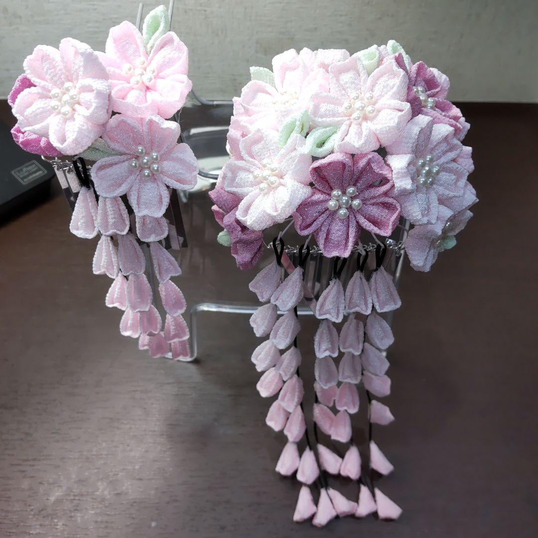 美品 二股簪桜 15枚ビラ、さがり付き2本セット