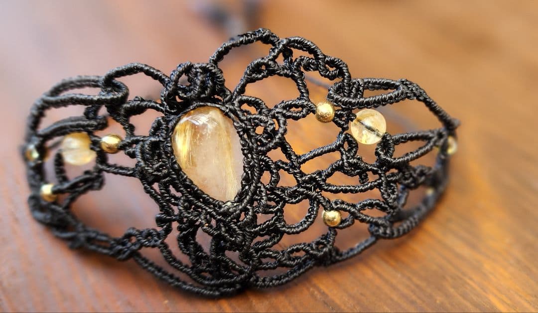 【繋ぐ】ルチルクォーツ　エンジェルラダー　透かしブレス　　　b018