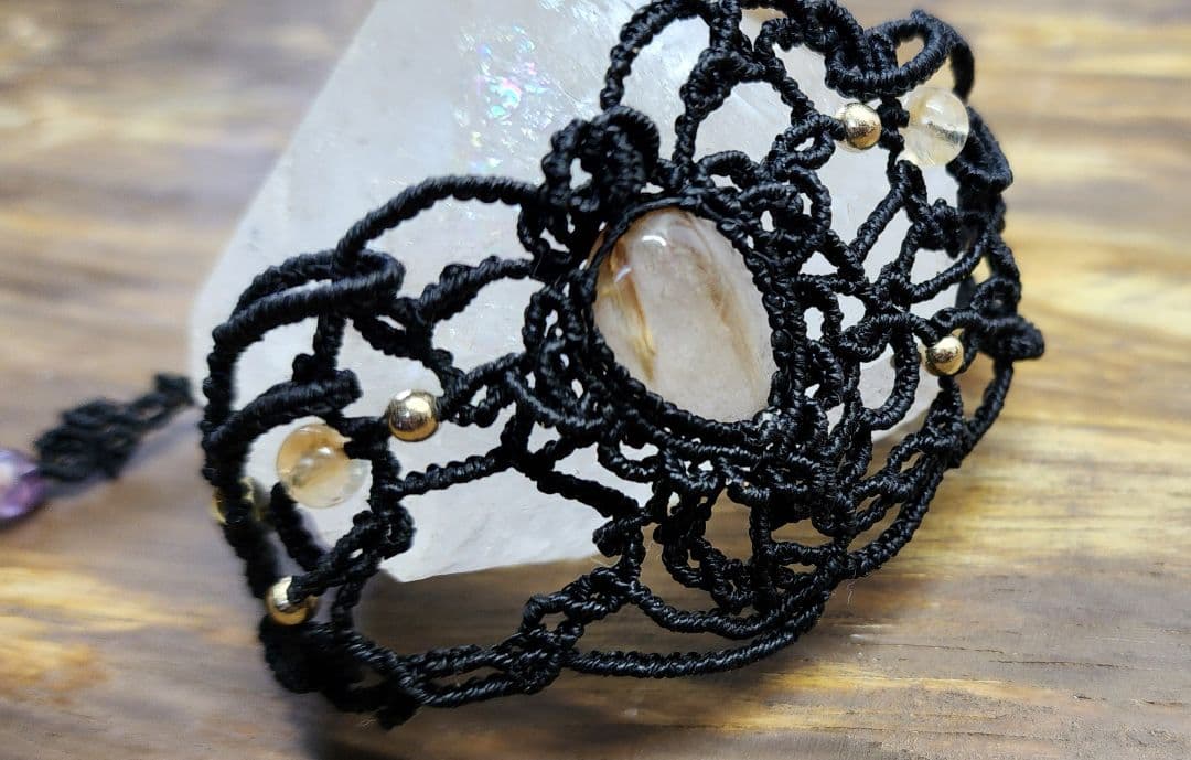 【繋ぐ】ルチルクォーツ　エンジェルラダー　透かしブレス　　　b018