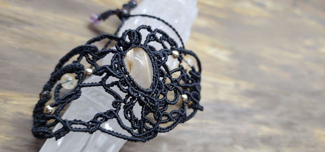 【繋ぐ】ルチルクォーツ　エンジェルラダー　透かしブレス　　　b018