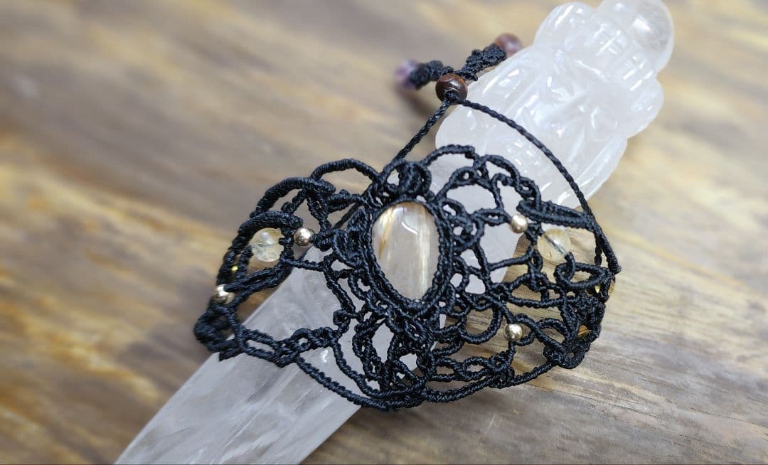 【繋ぐ】ルチルクォーツ　エンジェルラダー　透かしブレス　　　b018