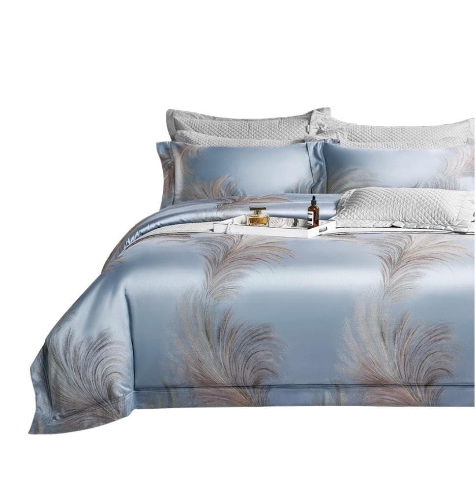 オーダーメイド エジプト超長綿100% 1000TC ジャガード ブルー 羽