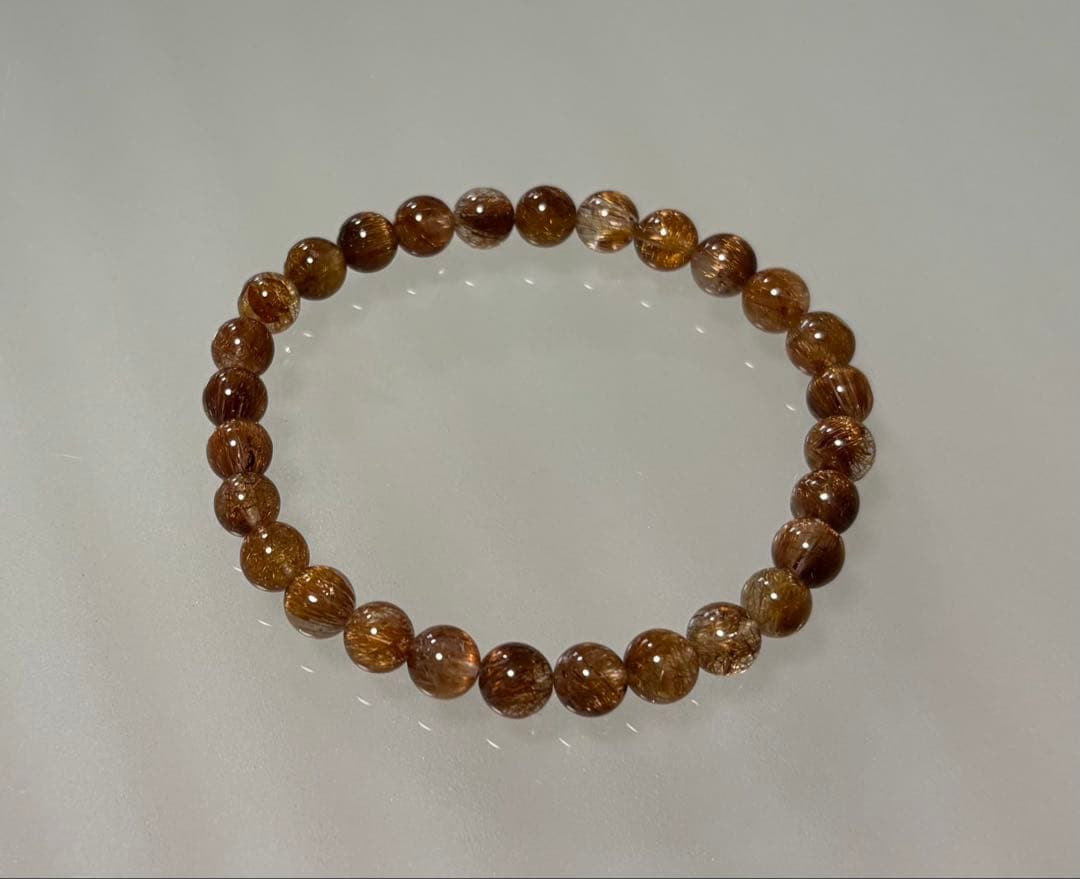 ゴールドキャッツアイルチル　ブレスレット⑫径１８ｃｍ（７〜７.５mm珠）