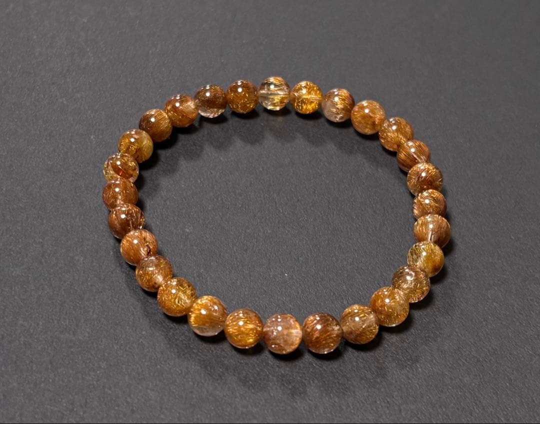 ゴールドキャッツアイルチル　ブレスレット⑫径１８ｃｍ（７〜７.５mm珠）