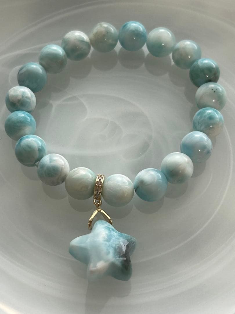 ドミニカ共和国産 チョコラリマーとラリマー星ちゃんのブレスレット