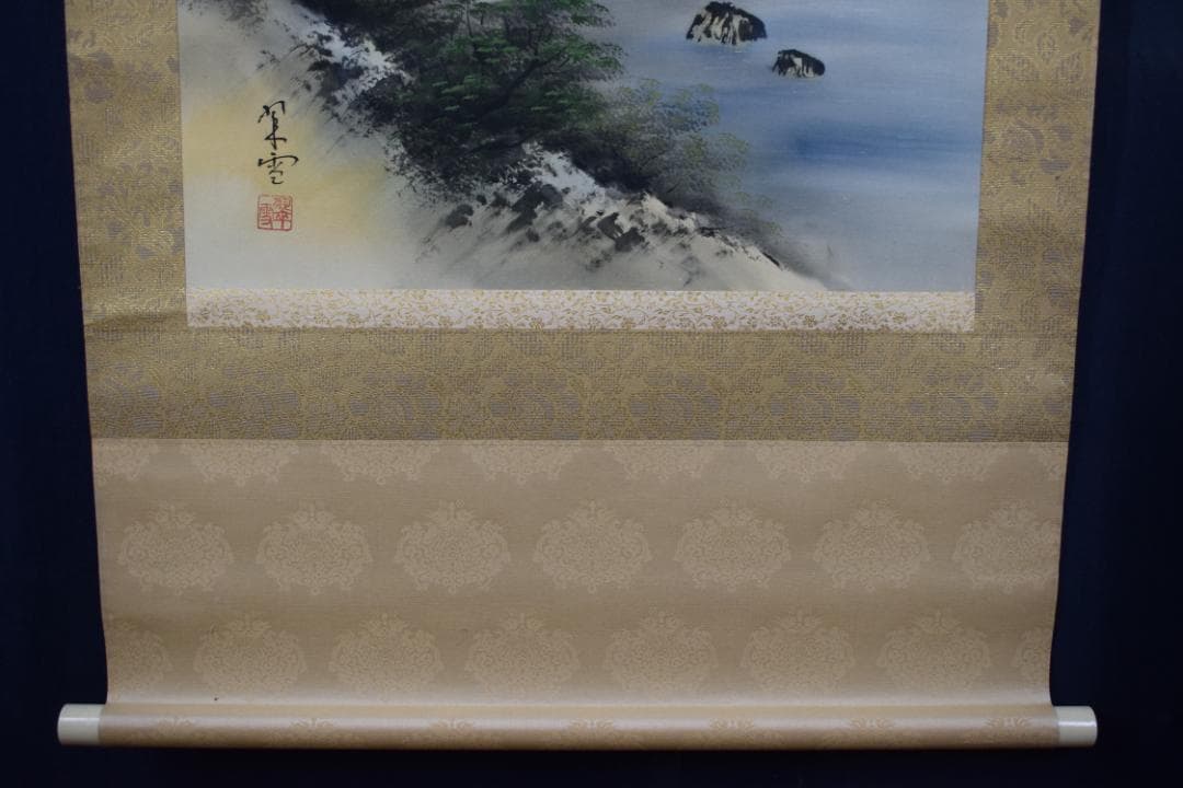 翠雪/彩色山水図/掛軸☆宝船☆Z-432