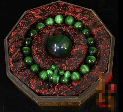 古玩雑項清代老猫眼石円珠老手串女文玩骨董品コレクション老物件