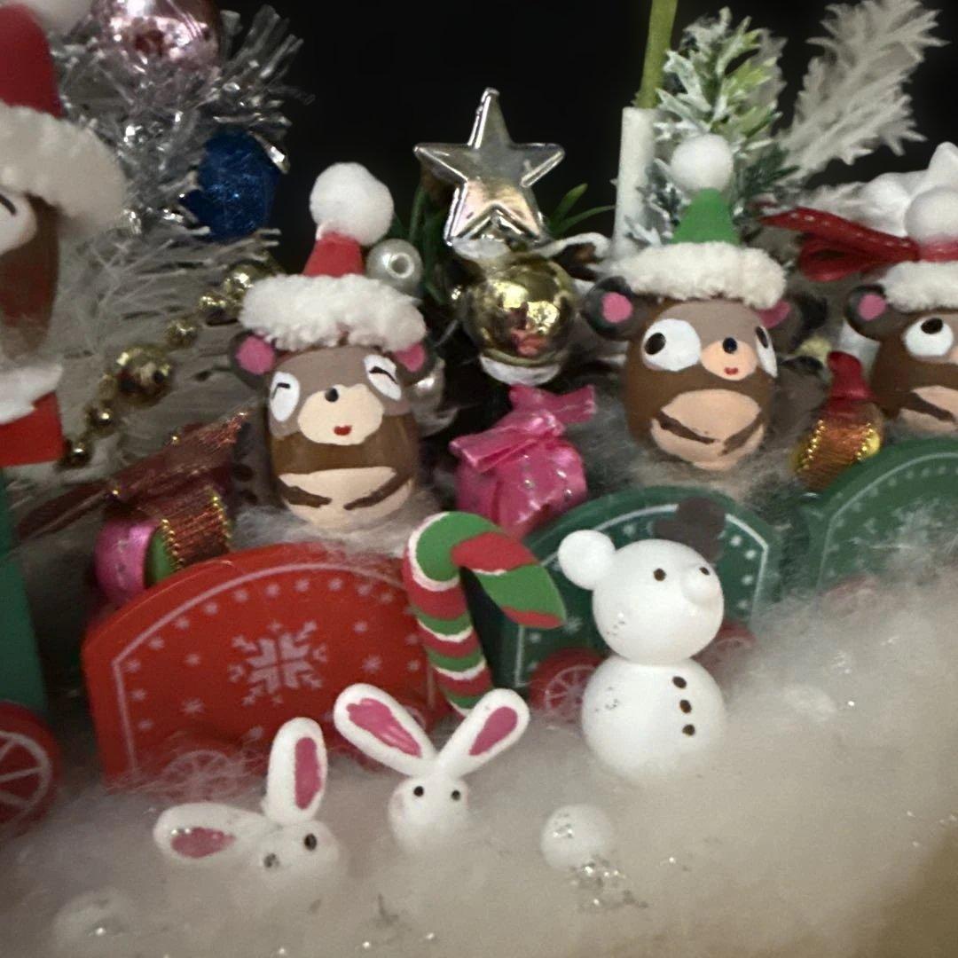 どんぐりアート♡ let's goトレイン＆ Xmasパーティーオブジェ2点♡