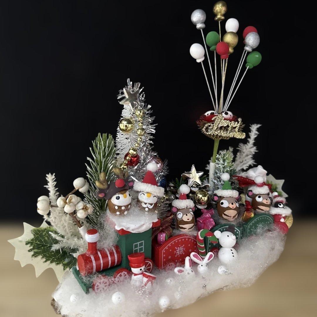 どんぐりアート♡ let's goトレイン＆ Xmasパーティーオブジェ2点♡