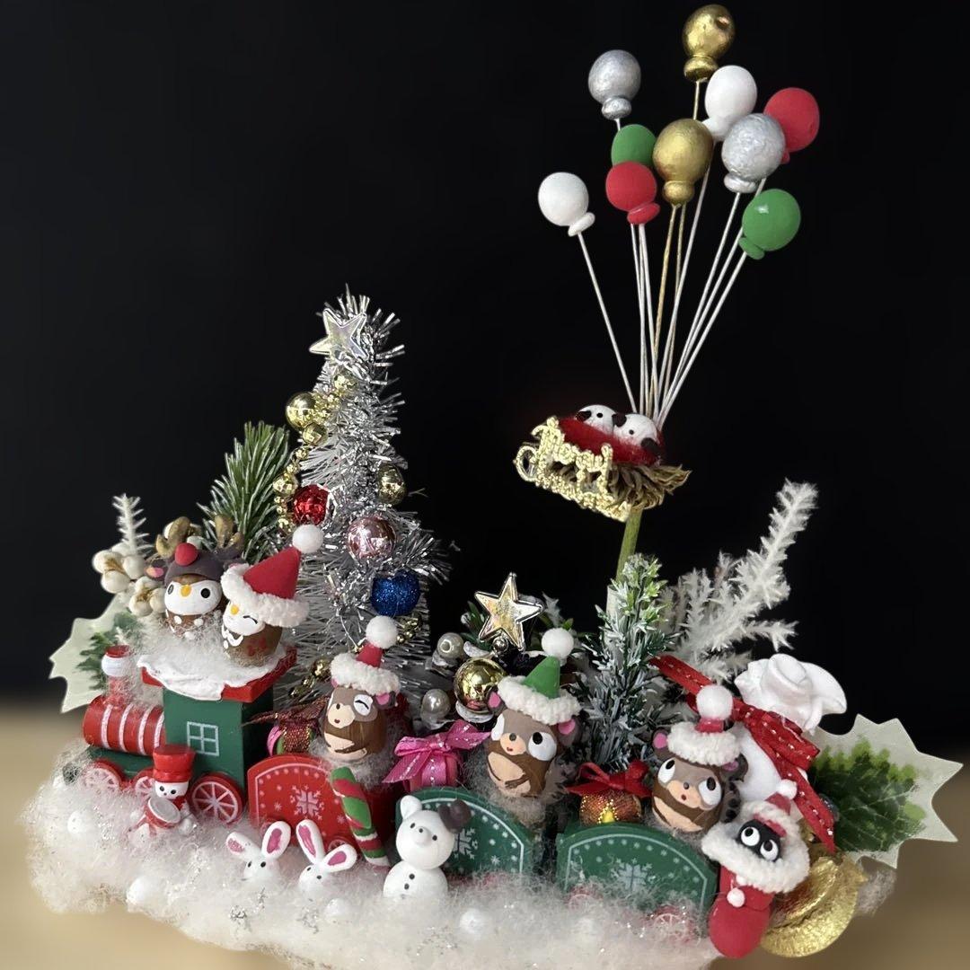 どんぐりアート♡ let's goトレイン＆ Xmasパーティーオブジェ2点♡