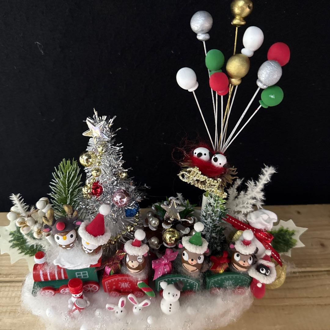 どんぐりアート♡ let's goトレイン＆ Xmasパーティーオブジェ2点♡