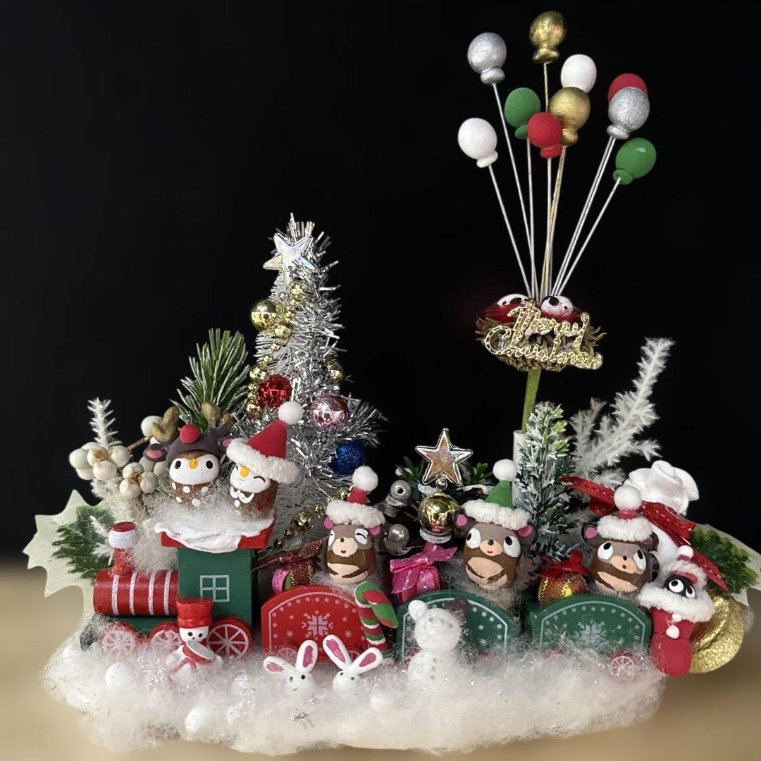 どんぐりアート♡ let's goトレイン＆ Xmasパーティーオブジェ2点♡