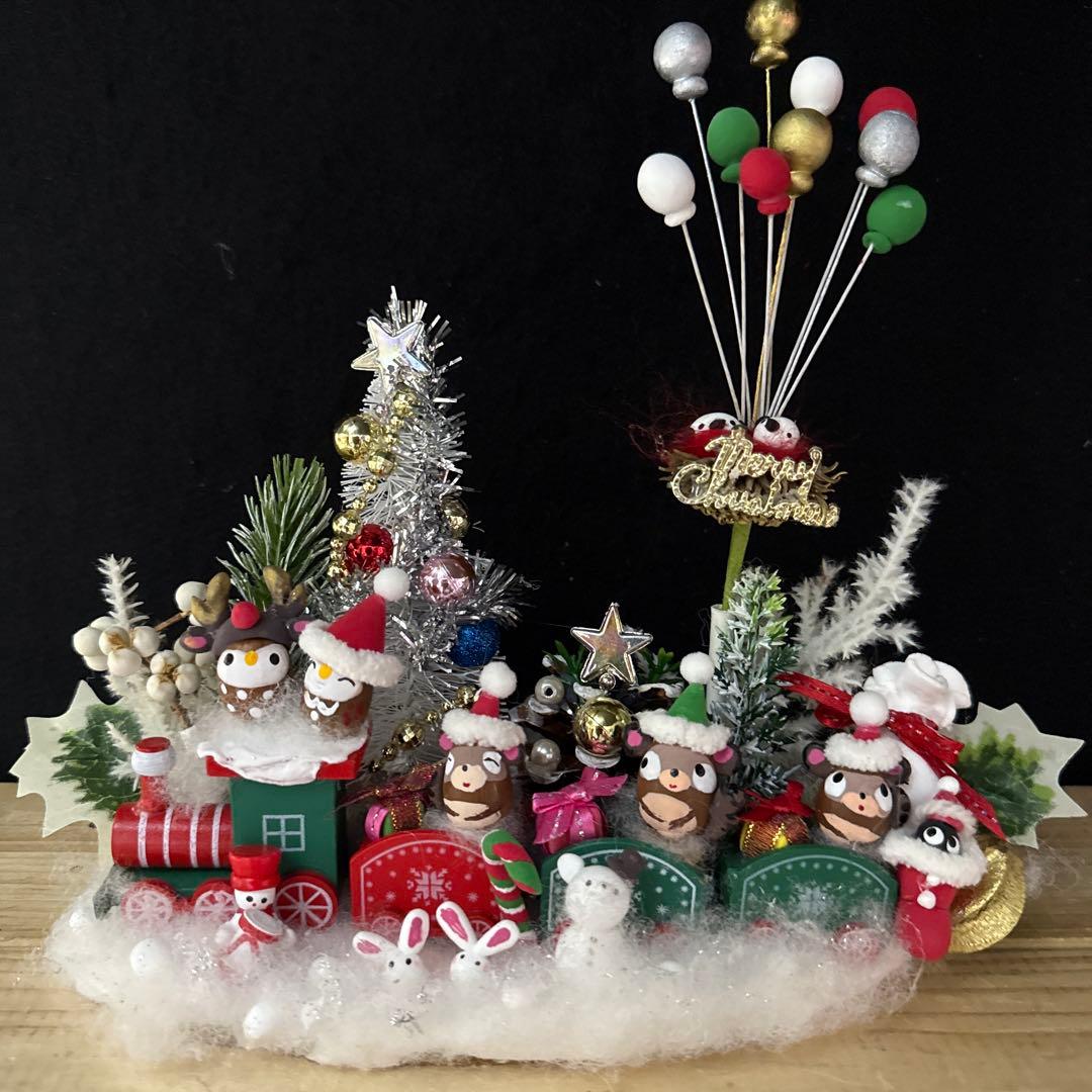 どんぐりアート♡ let's goトレイン＆ Xmasパーティーオブジェ2点♡