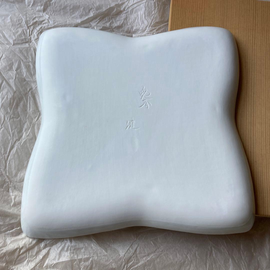 有田焼 晩香窯 庄村健　露草文 土物 日本製 作家物 植物模様の四角い皿