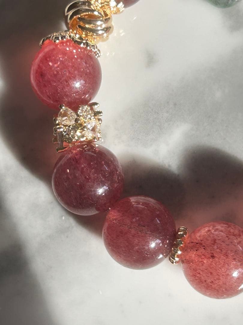 ルビーハートとストロベリークォーツのブレスレット