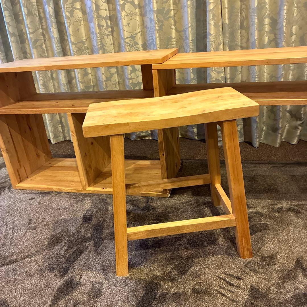 【お取り置き商品】無垢材　木製ラック オープンシェルフ　ナチュラルウッドラック