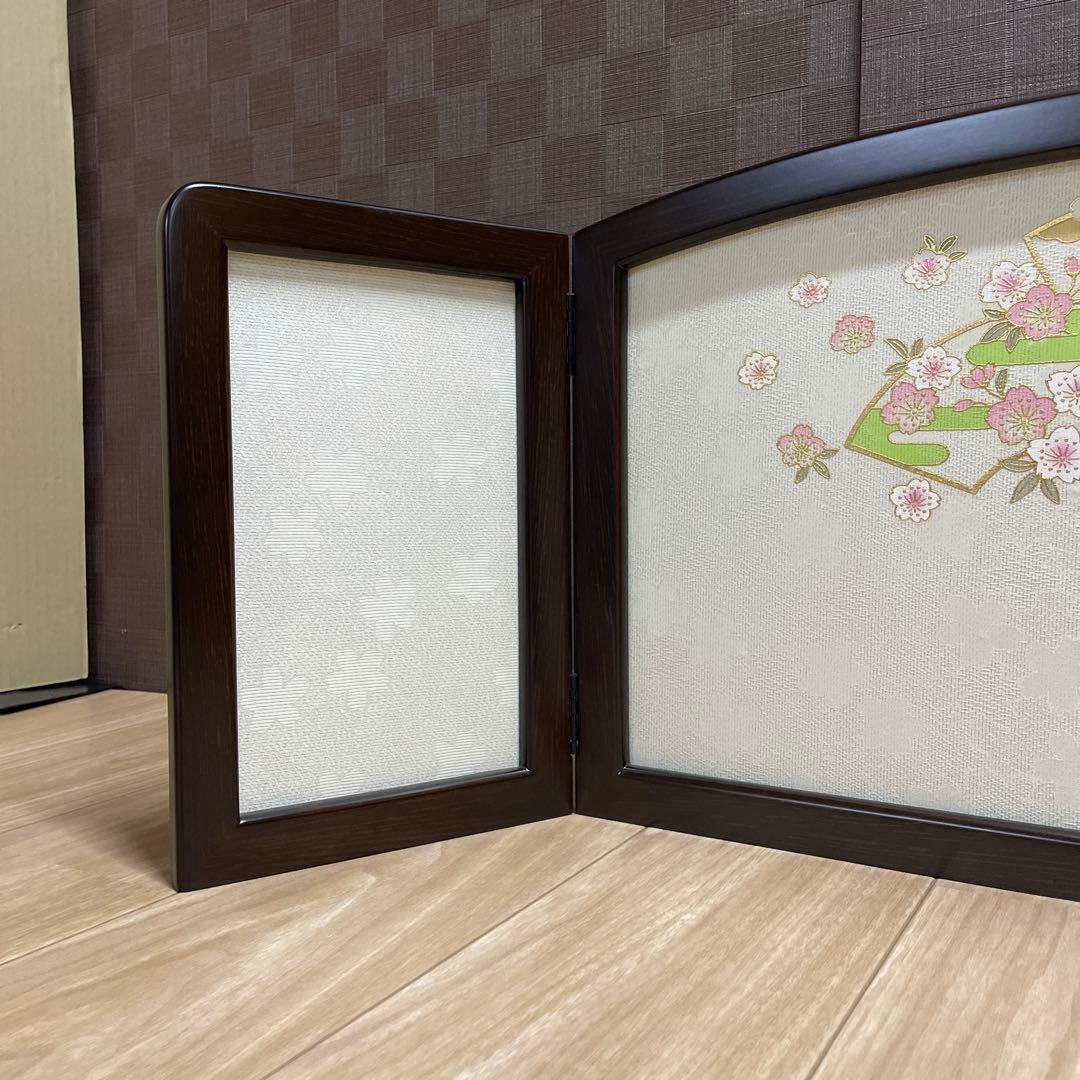 雛人形　桃の節句　3曲屏風　桜柄