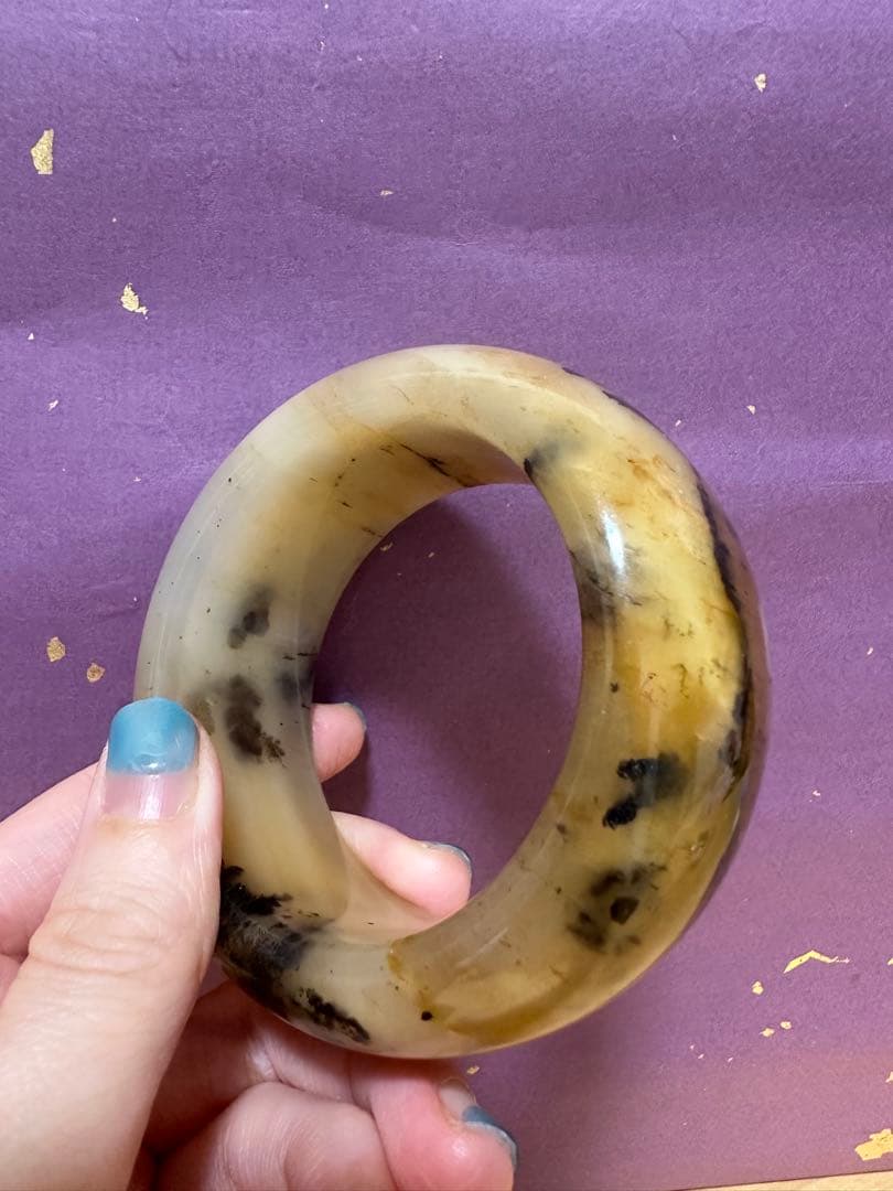 春節祭　虎皮草花バングル　シャー太翠バングル　金運　天然石