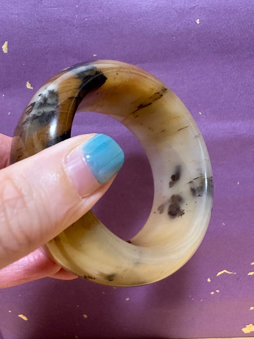 春節祭　虎皮草花バングル　シャー太翠バングル　金運　天然石